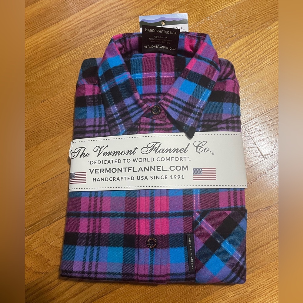 Women’s Classic Vermont Flannel Pink and Blue Shirt